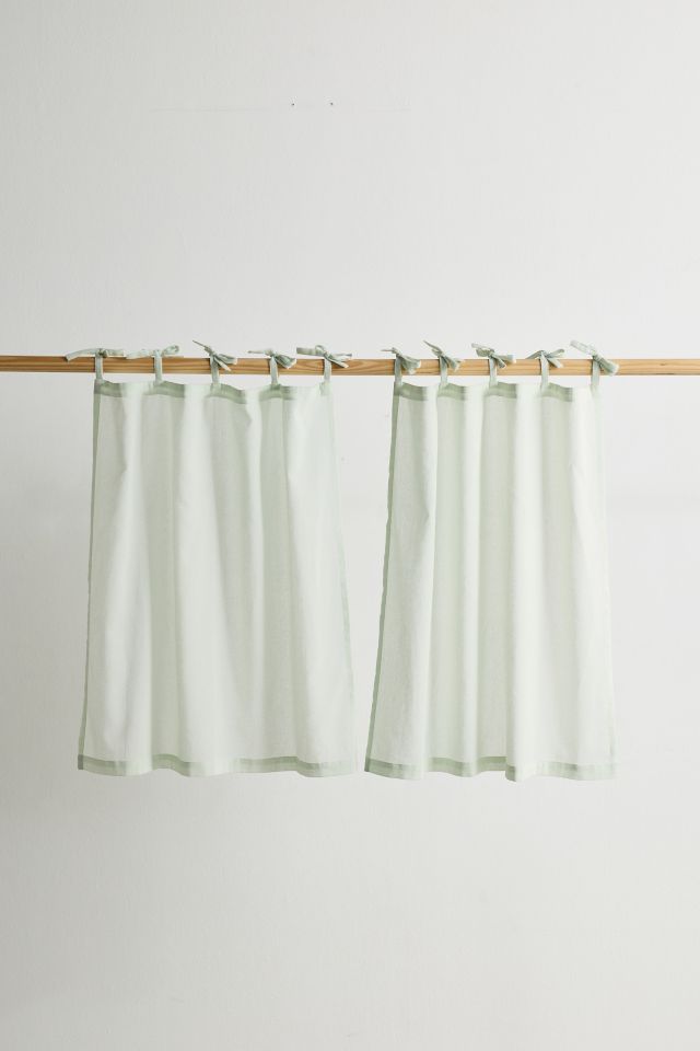 Skinny Tie Top Solid Café Curtain Set #1
