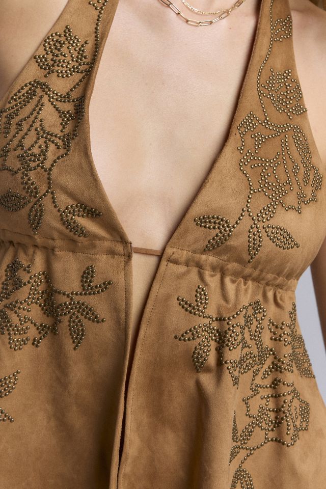 Silence + Noise Maria Faux Suede Embellished Halter Top #2