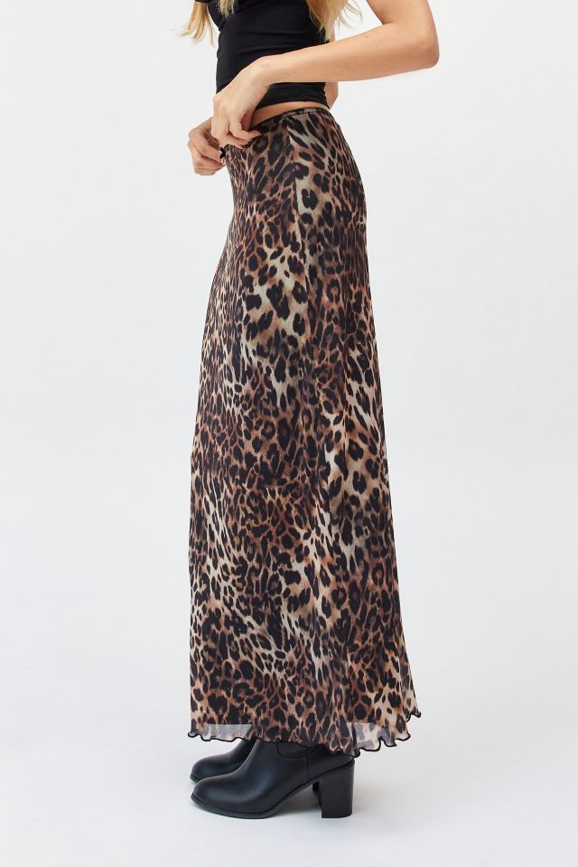 UO Leopard Print Mesh Maxi Skirt #4