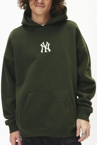 Shop Pro Standard Uo Mlb Exclusive New York Yankees Logo Hoodie Sweatshirt In Olive, Men's At Urban Outfitters
