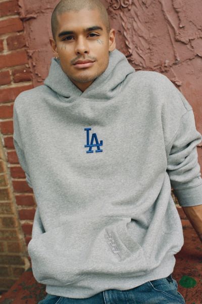 Pro Standard Uo Exclusive Mlb Los Angeles Dodgers Logo Hoodie Sweatshirt In Grey, Men's At Urban Outfitters In Brown