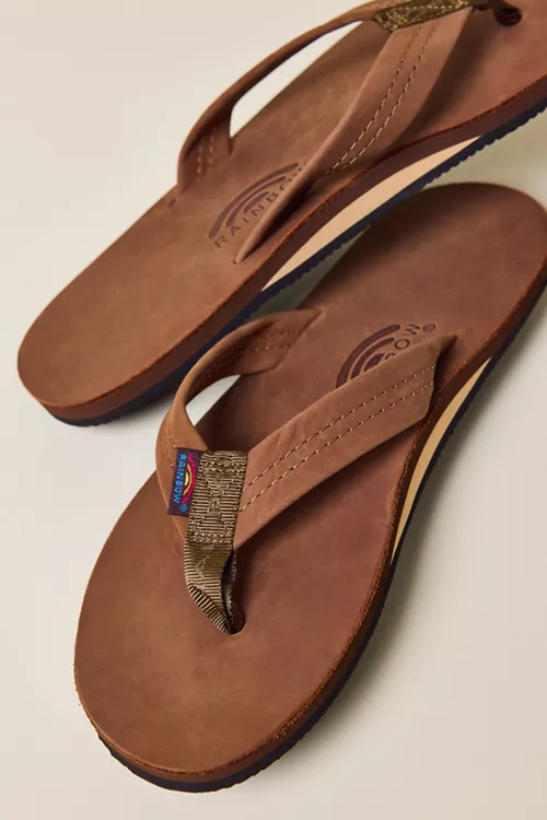 Rainbow Men's Leather Single Layer Flip Flop Sandals