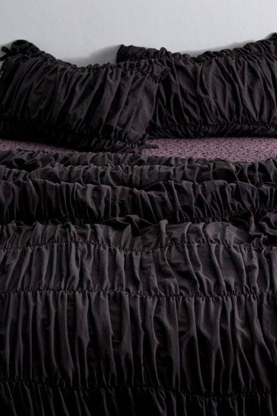 Urban Outfitters Melody Cinched Core Duvet Cover In Charcoal At  In Black