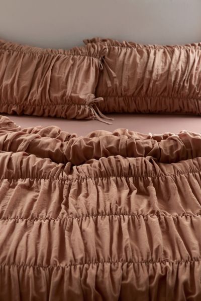 Urban Outfitters Melody Cinched Core Duvet Cover In Mocha Mousse At  In Brown