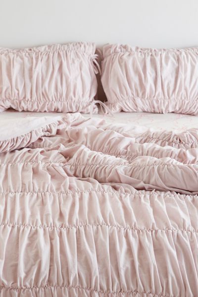 Urban Outfitters Melody Cinched Core Duvet Cover In Pink At