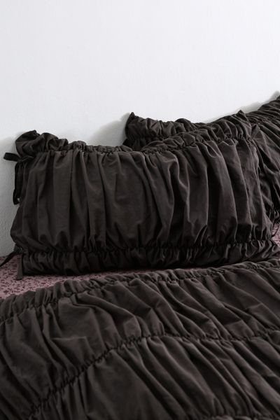Urban Outfitters Melody Cinched Core Sham Set In Charcoal At  In Black