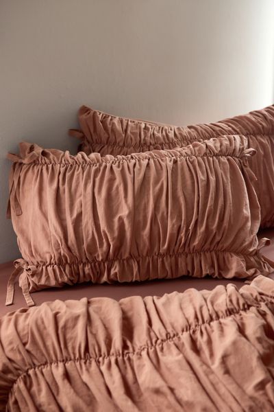 Urban Outfitters Melody Cinched Core Sham Set In Mocha Mousse At  In Brown