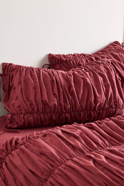 Urban Outfitters Melody Cinched Core Sham Set In Oxblood Red At  In Red