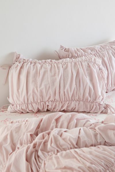 Urban Outfitters Melody Cinched Core Sham Set In Pink At