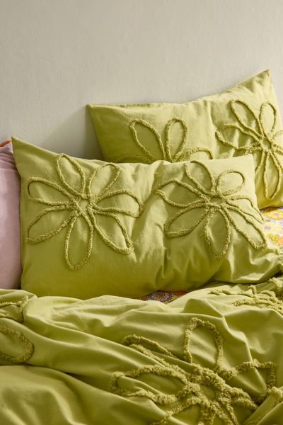 Urban Outfitters Daisy Tufted Core Sham Set In Olive At