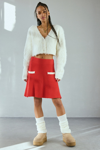 Neon Rose Contrast Trim Sweater Mini Skirt | Urban Outfitters