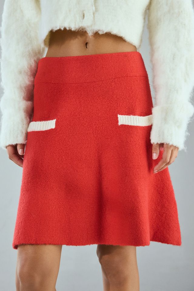 Neon Rose Contrast Trim Sweater Mini Skirt #1