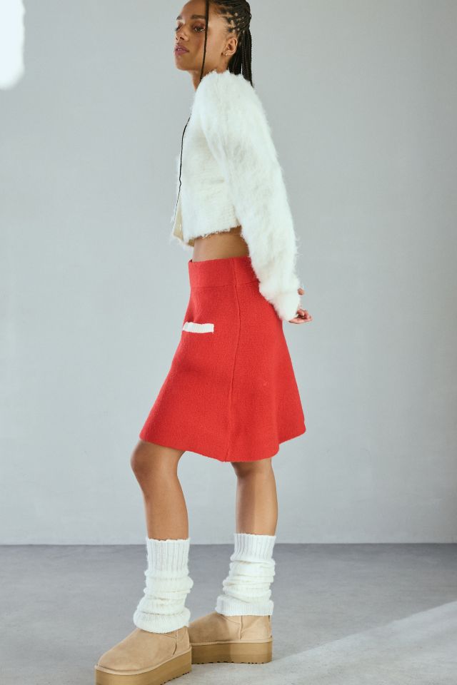 Neon Rose Contrast Trim Sweater Mini Skirt #2