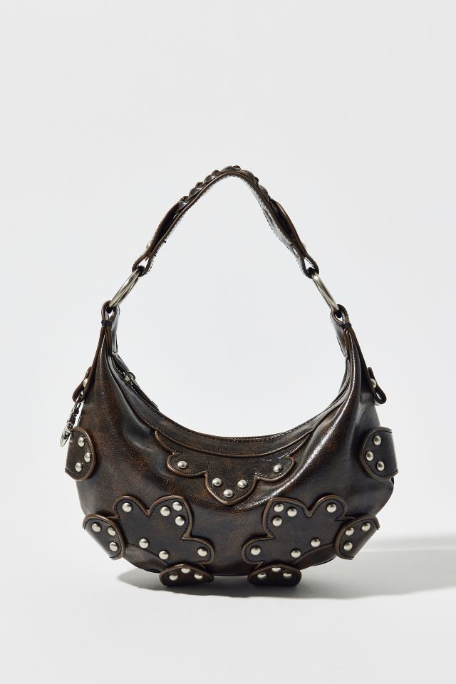Silence + Noise Floral Studded Crescent Bag | Urban Outfitters