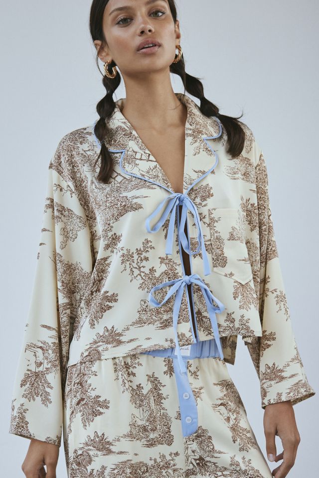 Out From Under Satin Tie-Front PJ Top #1
