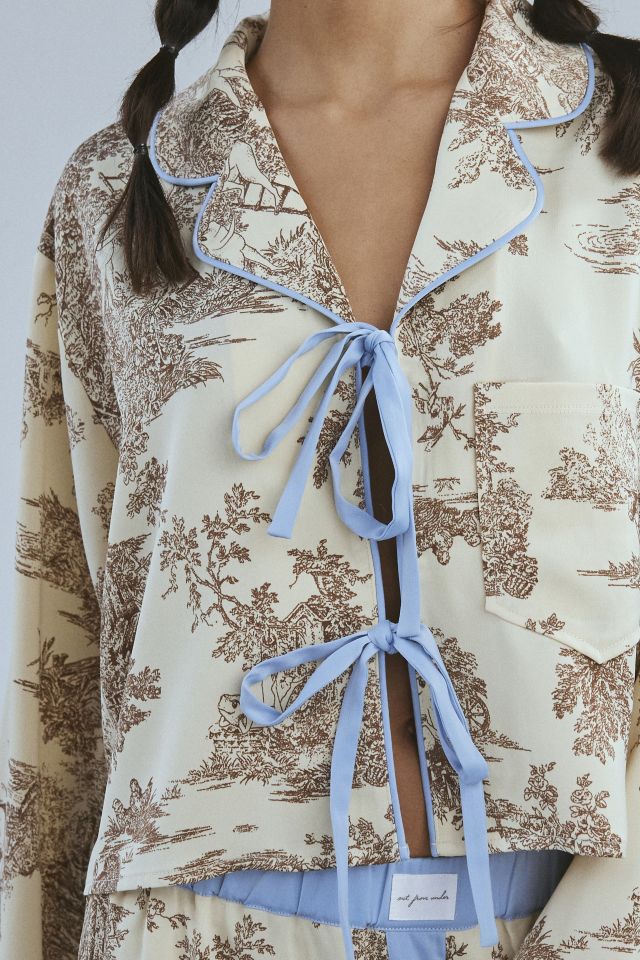 Out From Under Satin Tie-Front PJ Top #3
