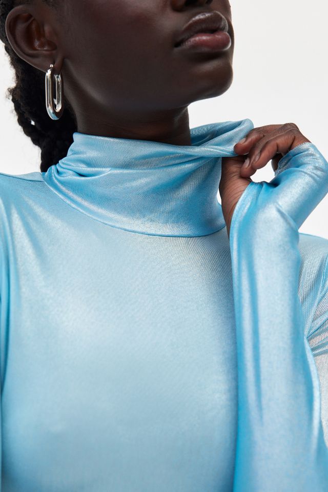 AFRM Zadie Metallic Mesh Turtleneck Top #1