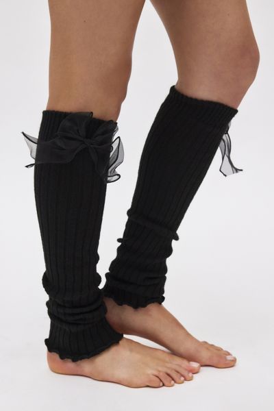 Bow Ribbed Knit Legwarmers