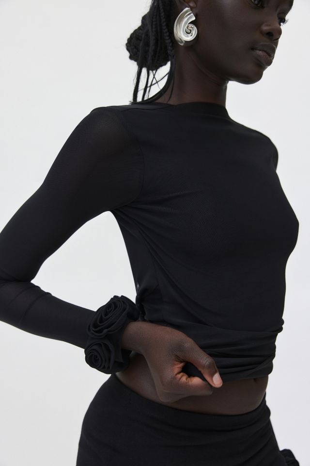 AFRM Lavi Rosette Mesh Backless Top #2