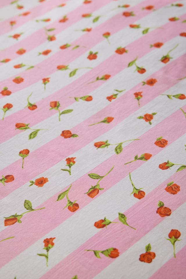 Gingham Rose Striped Reversible Duvet Cover #3