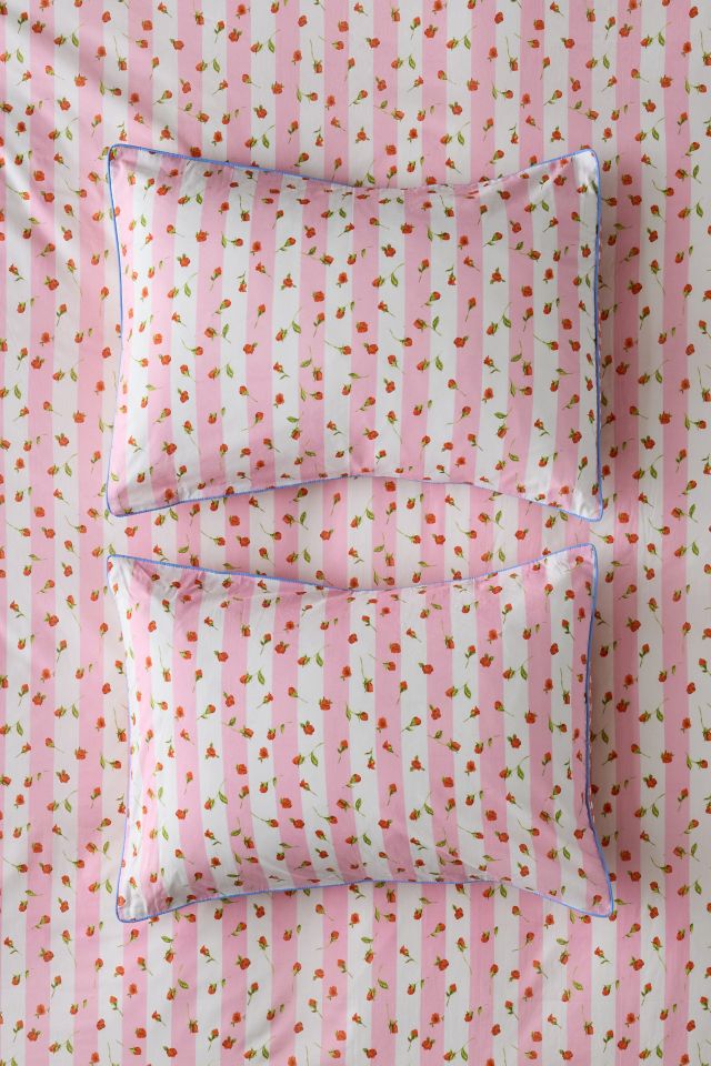 Gingham Rose Striped Reversible Sham Set #1