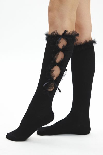 Tulle Ruffle Knee High Sock