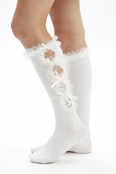 Tulle Ruffle Knee High Sock