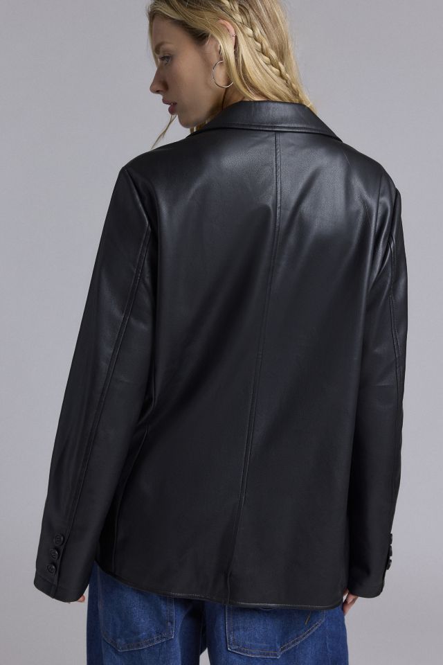 Silence + Noise Lexi Oversized Faux Leather Blazer #3