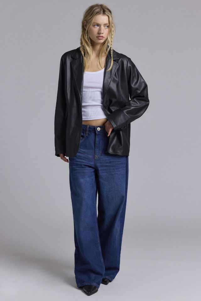 Silence + Noise Lexi Oversized Faux Leather Blazer #4