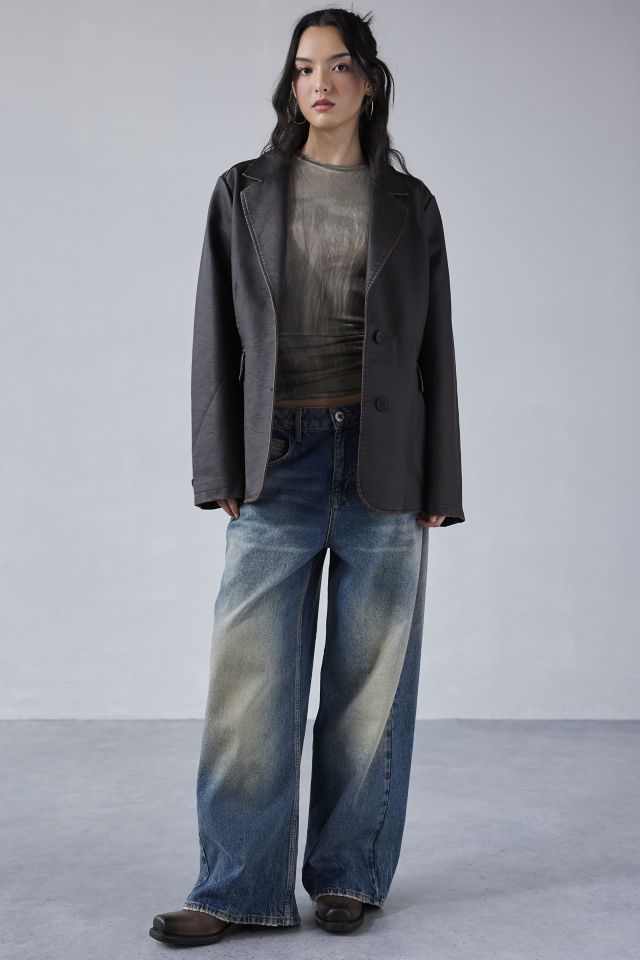 Silence + Noise Lexi Oversized Faux Leather Blazer #1