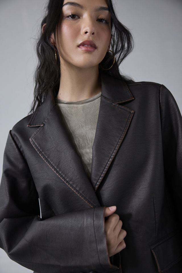 Silence + Noise Lexi Oversized Faux Leather Blazer #3