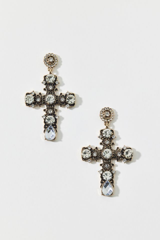 Nyla Rhinestone Cross Earring #1