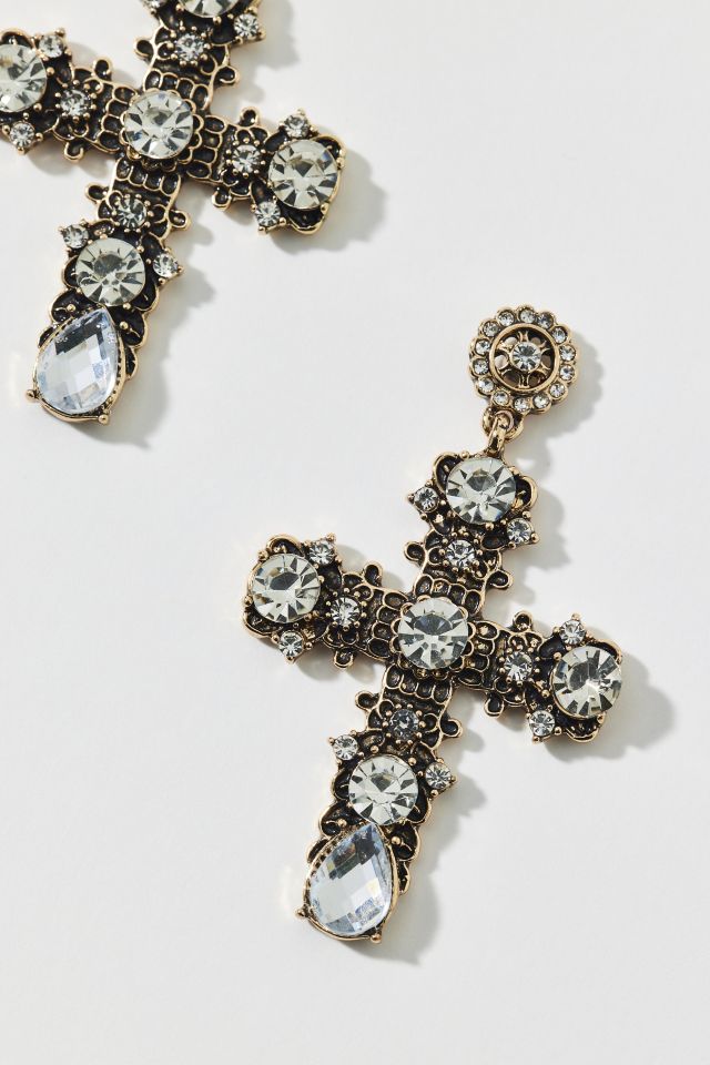Nyla Rhinestone Cross Earring #2