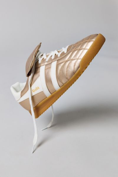 Shop Gola Women's Stadium '86 Metallic Sneaker In Gold/off White, Women's At Urban Outfitters