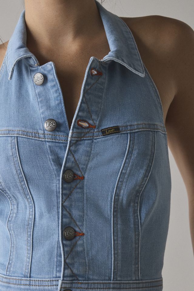 Lee Seamed Denim Halter Tank Top #1