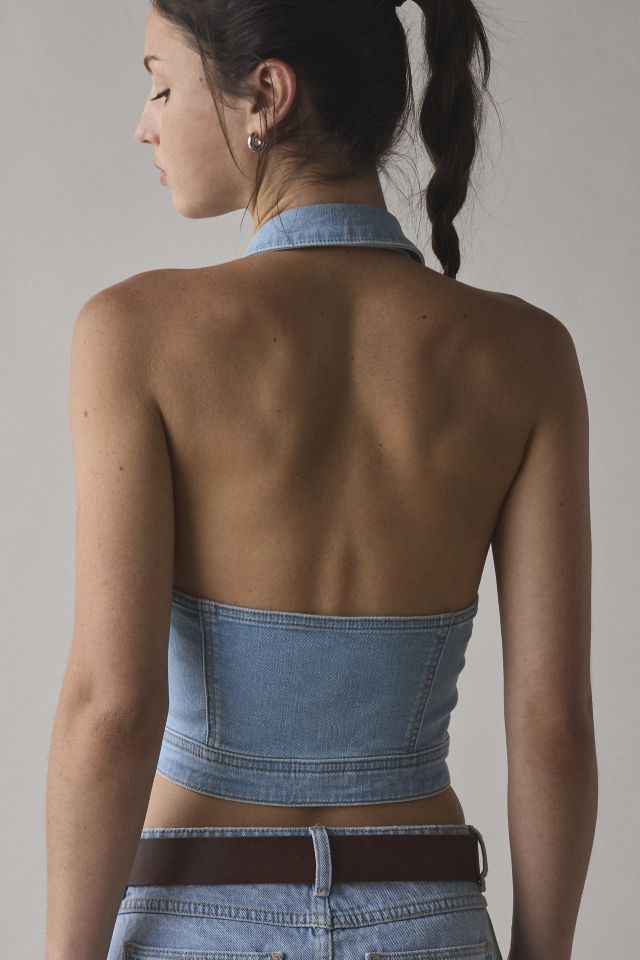 Lee Seamed Denim Halter Tank Top #3