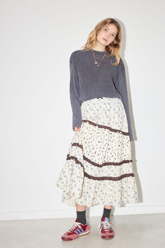 Tuft Luck X Kimchi Blue Tiered Midi Skirt | Urban Outfitters