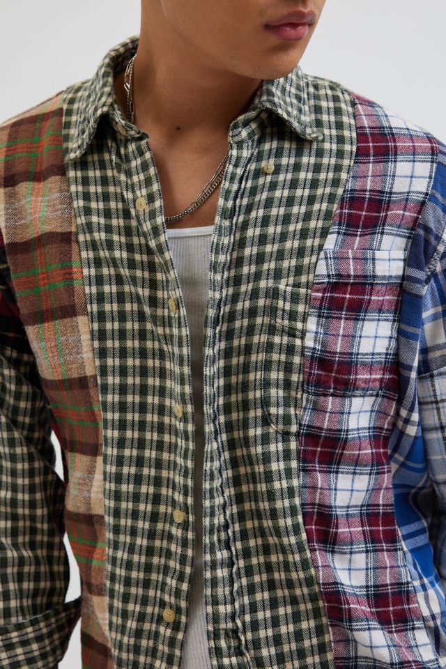 ReMADE By UO Spliced Flannel Long Sleeve Button-Down Shirt #4