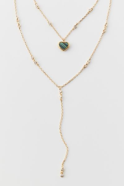 Heart Lariat Layered Necklace