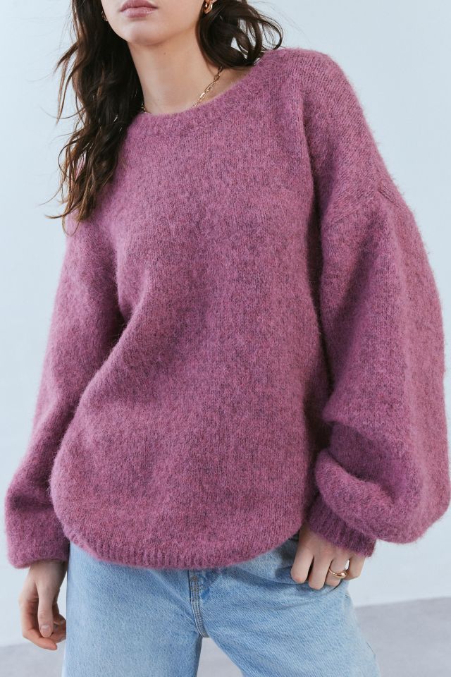 BDG Angela Fuzzy Knit Oversized Crew Neck Sweater #1