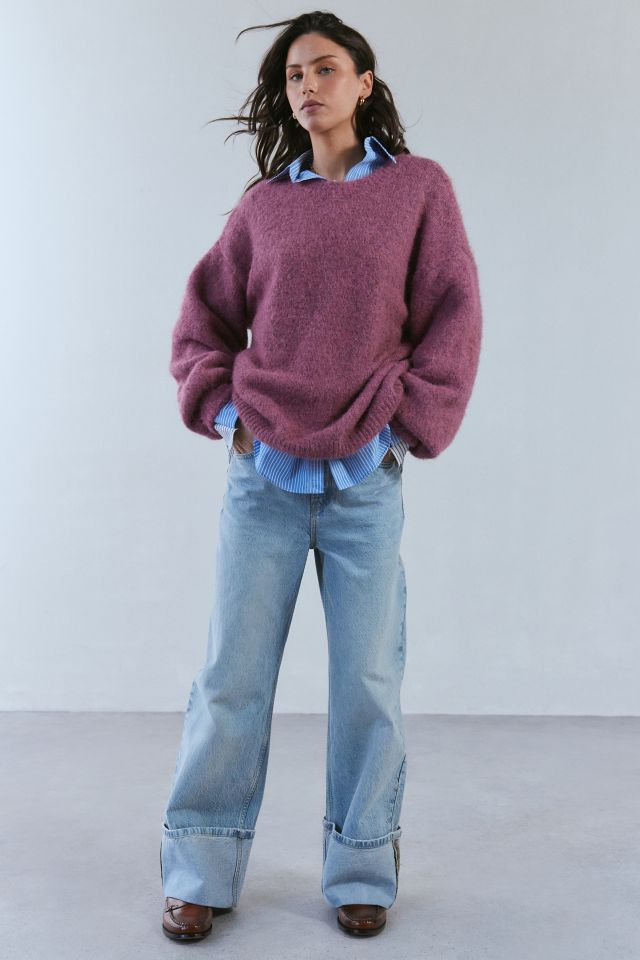 BDG Angela Fuzzy Knit Oversized Crew Neck Sweater #2