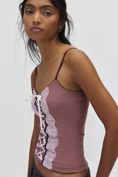 Kimchi Blue Aubrey Mesh Corset Lace Up Cami