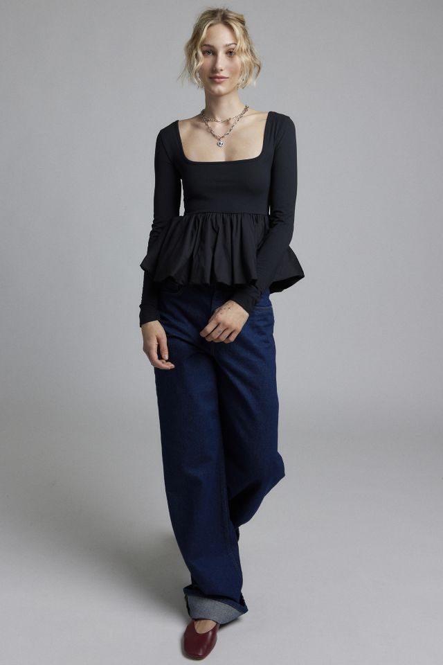 Silence + Noise Bubble Bottom Long Sleeve Top #1