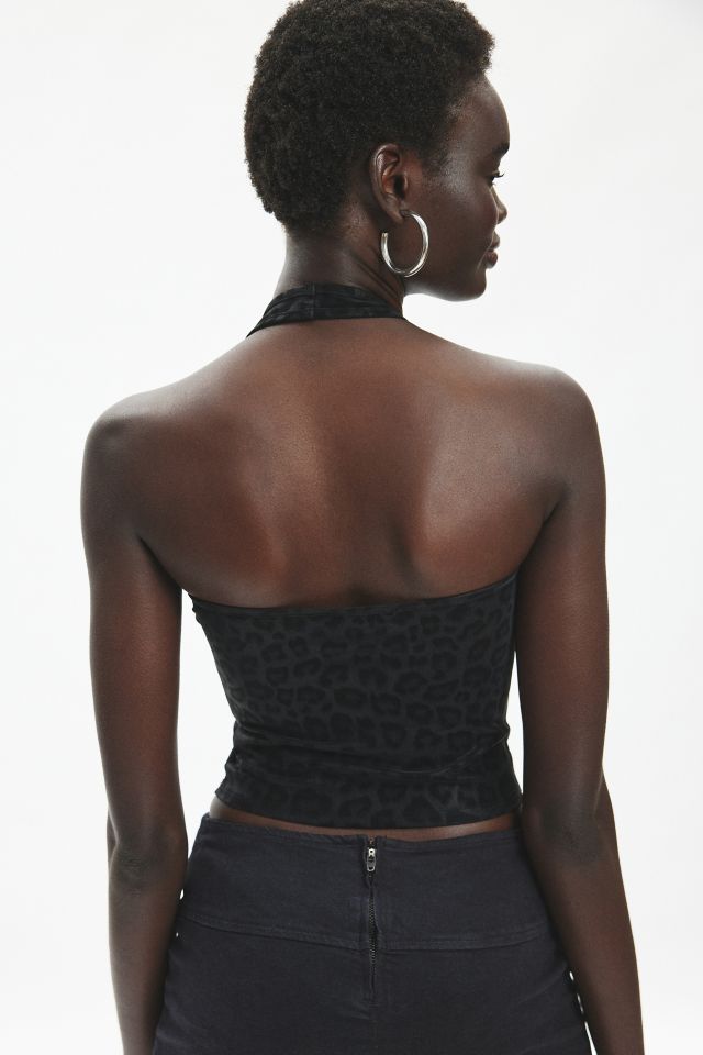 Silence + Noise Tyra Leopard Print Pleather Halter Top #2