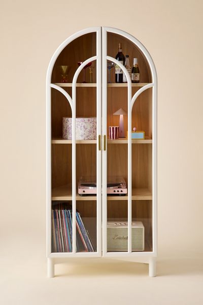 Camille Arched Glass Paned Storage Cabinet
