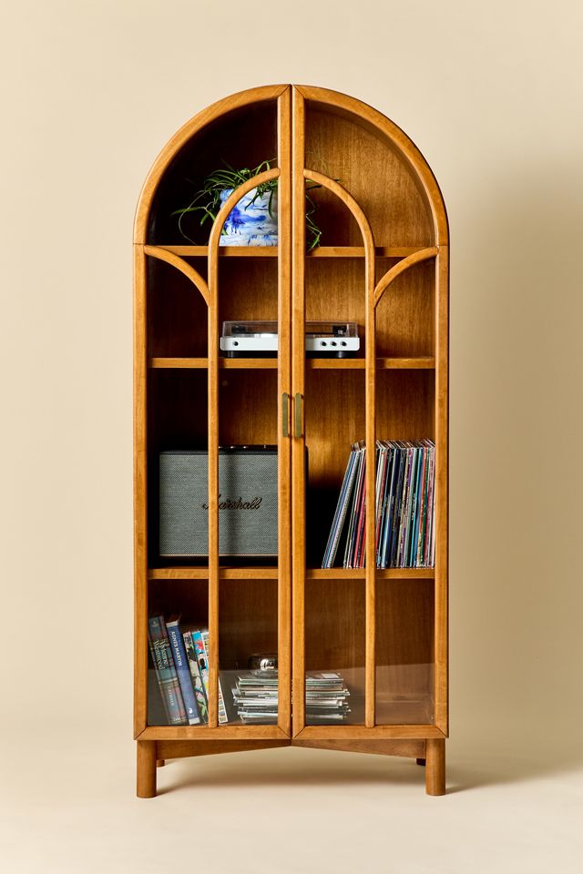 Camille Arched Glass Paned Storage Cabinet