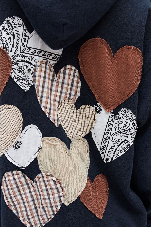 ReMADE By UO Heart Patched Zip Up Hoodie Sweatshirt #2