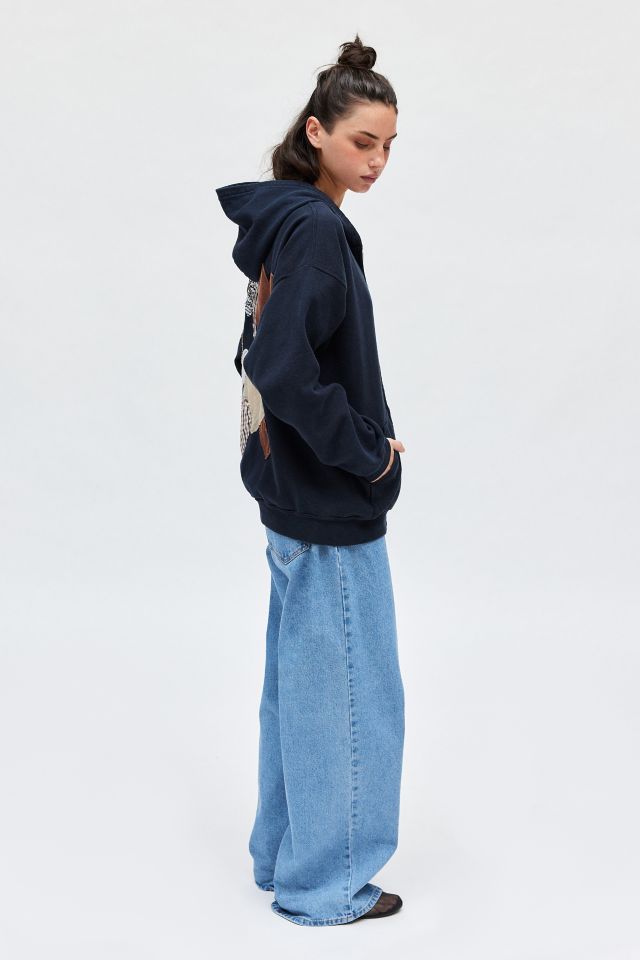 ReMADE By UO Heart Patched Zip Up Hoodie Sweatshirt #4