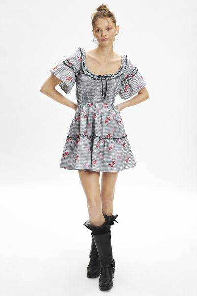 kimchi blue juniper embroidered plaid mini dress