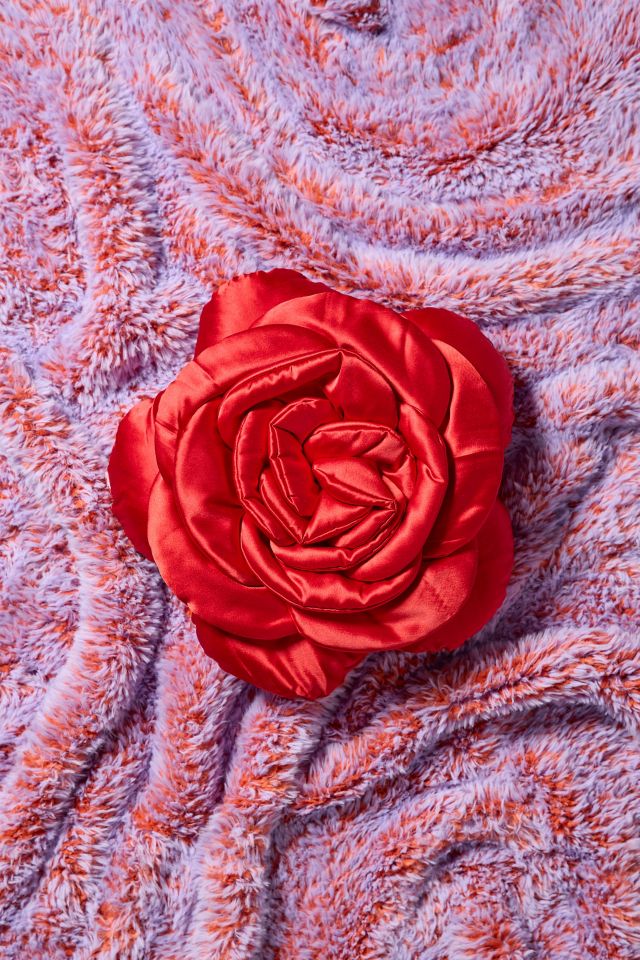 Layered Rose Satin Throw Pillow #1